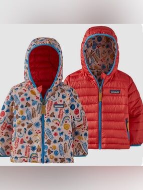 Patagonia Baby Size 4T Down Reversible Hooded coat- Color: Seafan Pink